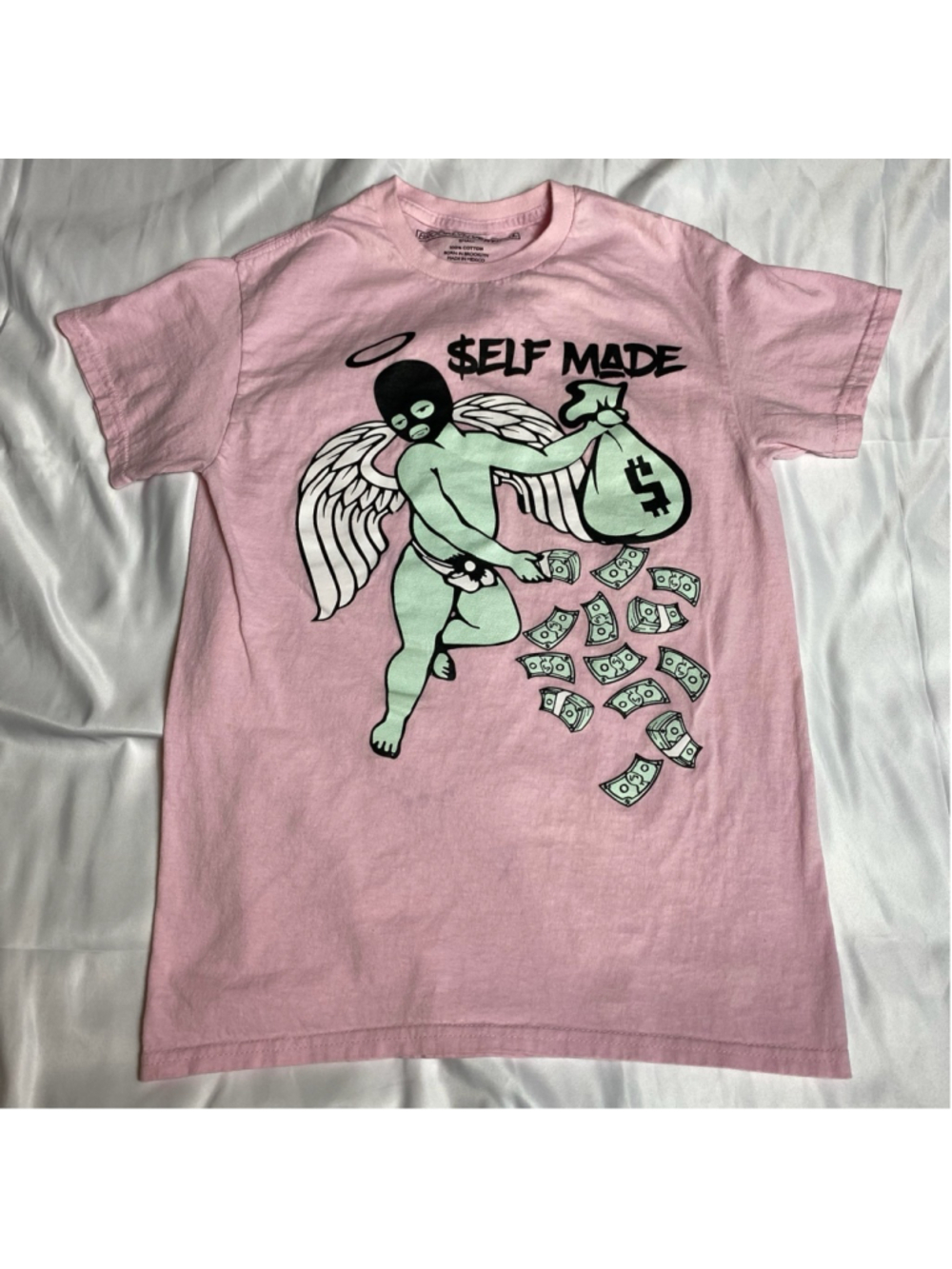 Men's BROOKLYN VERTICAL Pink Green Self Made Graphic Tee S